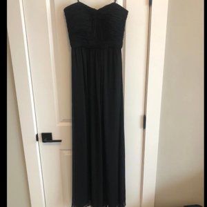 long maxi black strapless dress